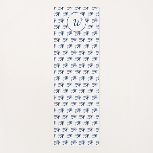 Spiritueel Oog van Horus Blauw Wit Patterned Yogamat (Voorkant)