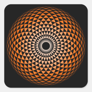 Spiritueel Oranje Zwart Mandala Geometrische Grafi Vierkante Sticker