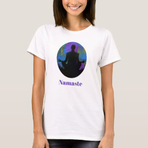 Spiritueel patchwork op Yoga Pose Namaste T-shirt