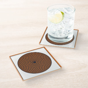 Spiritueel Sinaasappel Grijs Mandala Geometrisch O Glazen Onderzetter