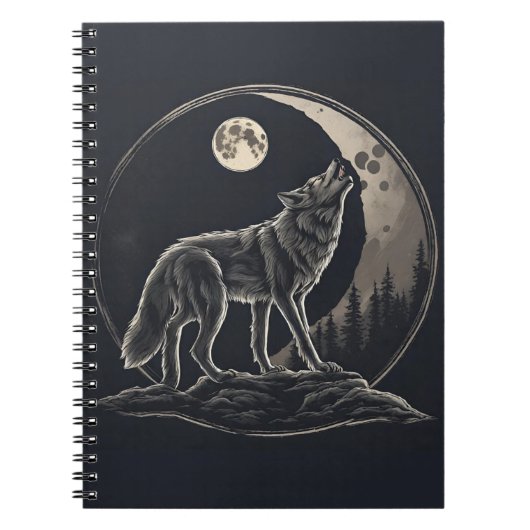 Spiritueel Wolf Crescent Moon Notitieboek (Voorkant)
