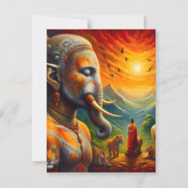 spirituele Boeddha en olifant Briefkaart