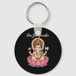 Spirituele Ganesha Lotus Illustratie Om Jai Zeggen Sleutelhanger