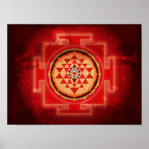 Spirituele Grunge Shree Yantra Poster