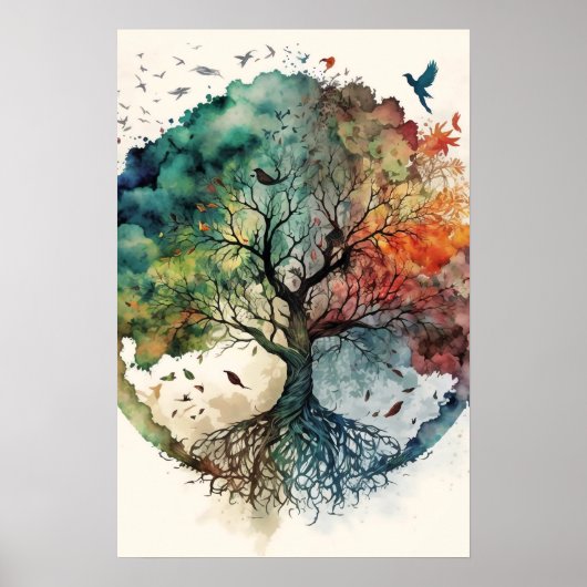 Spirituele levensboom poster (Voorkant)