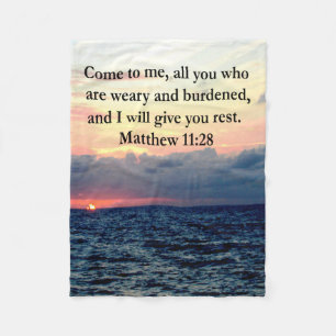 SPIRITUELE MATTHEÜS 11:28 SUNRISE GESCHRIFTEN FOTO FLEECE DEKEN
