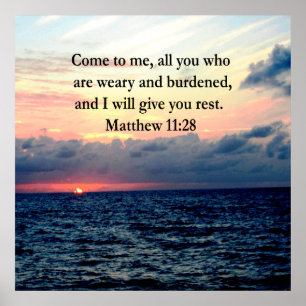 SPIRITUELE MATTHEÜS 11:28 SUNRISE GESCHRIFTEN FOTO POSTER