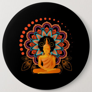 Spirituele meditatie Boeddha Ronde Button 6,0 Cm