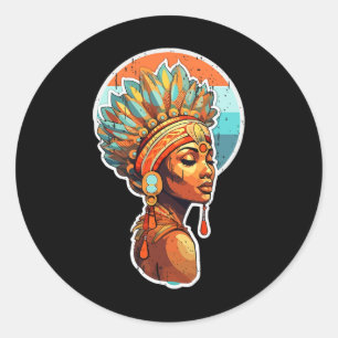 Spirituele Melanine Trotse Inheemse Afro-Amerikaan Ronde Sticker