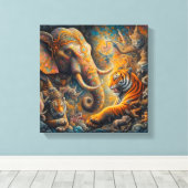 spirituele olifantentijger canvas afdruk (Insitu (Houten vloer))