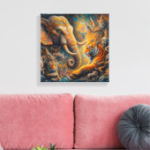 spirituele olifantentijger canvas afdruk (Insitu (Woonkamer))