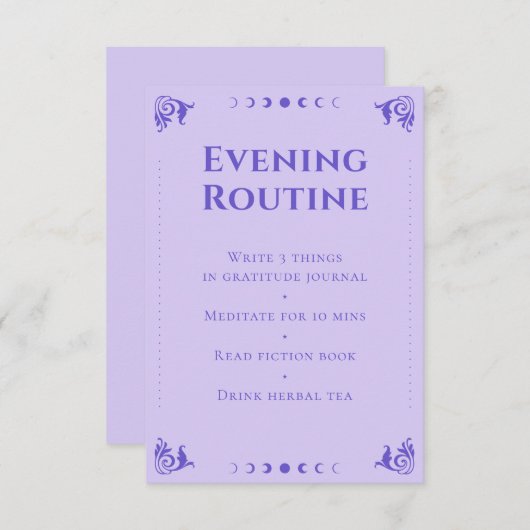 Spirituele Paarse Tarot Avond Routine Kaart (Voorkant / Achterkant)