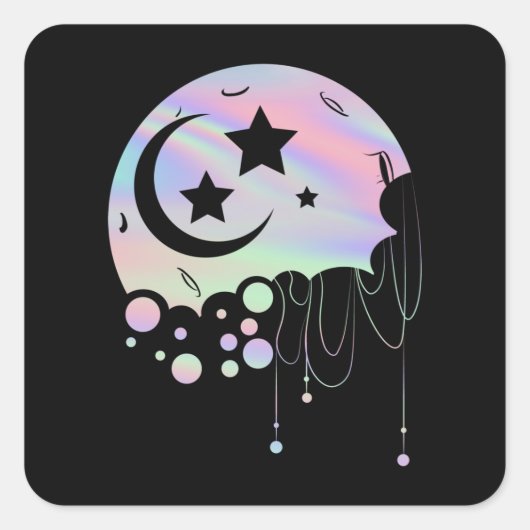 Spirituele pasteelGothic Kawaii Moon Vierkante Sticker (Voorkant)