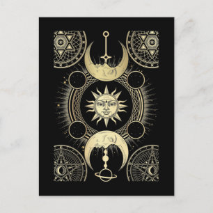 Spirituele Sun- en Moon Art-astrologische signalen Briefkaart