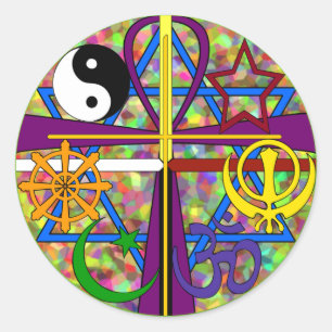 Spirituele symbolen in de eenheid ronde sticker