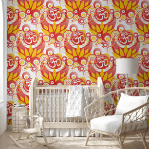 Spirituele Symbolen Om Lotus - naadloos patroon 1 Behang