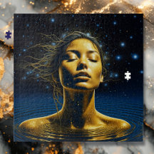 Spirituele vrouw in water onder de sterren