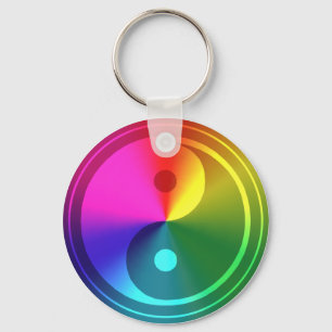 Spirituele Yin Yang - Regenboogontwerp Sleutelhanger
