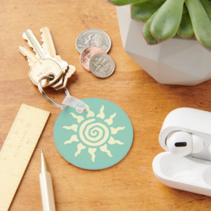 Spirituele Zon Symbool - Spiraal van Energie 9 Cla Sleutelhanger