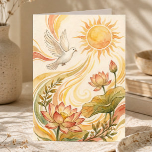 Spirituele Zonlicht Kunst Duif & Lotus Genezing Kaart