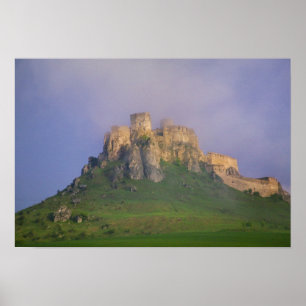 Spissky hrad in mist, Slowakije Poster