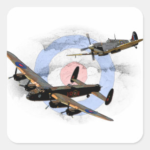 Spitfire en Lancaster Vierkante Sticker