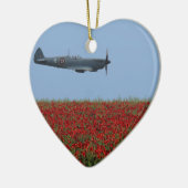 Spitfire en papavers keramisch ornament (Links)
