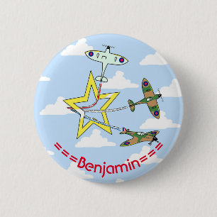 Spitfire Star Blauwe Lucht 6 Cm Ronde Badge Ronde Button 5,7 Cm