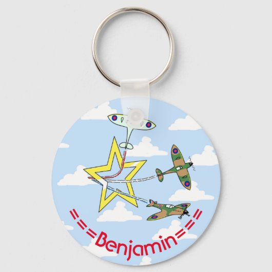 Spitfire Star Blue Sky Key Ring Sleutelhanger (Voorkant)