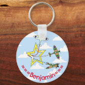 Spitfire Star Blue Sky Key Ring Sleutelhanger (Voorkant)