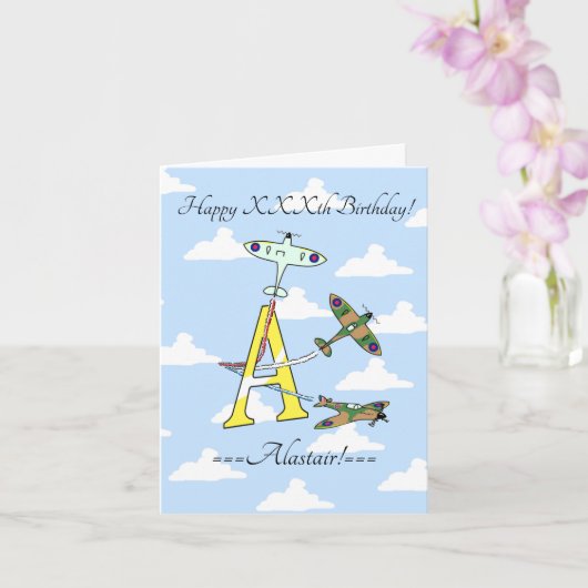 Spitfires Ciel Bleu Une Carte D'anniversaire (Orchidée)