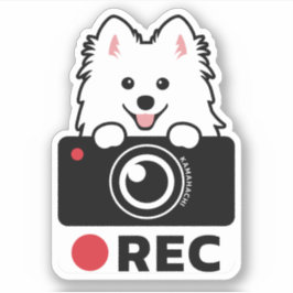 Spitz Dog Recording Vinyl Sticker camerawaarschuwi