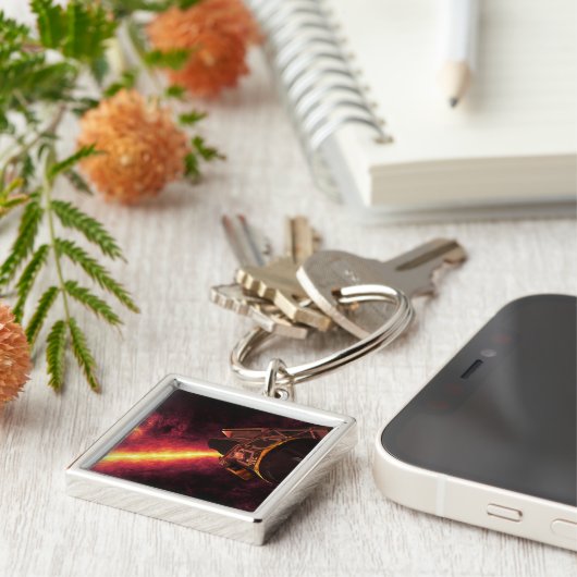 Spitzer gezien tegen de infrarode hemel sleutelhanger (Zijkant)