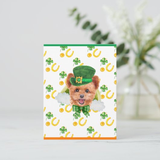 Spitzpoo Shamrock St. Patricks Day Feestdagenkaart (Staand voorkant)