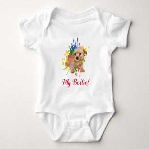 Splash Art Schattige Morkie Dog Baby Bodysuit