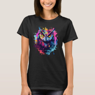 Splash Art Uilen Lover Kleurrijke Westerne Screech T-shirt