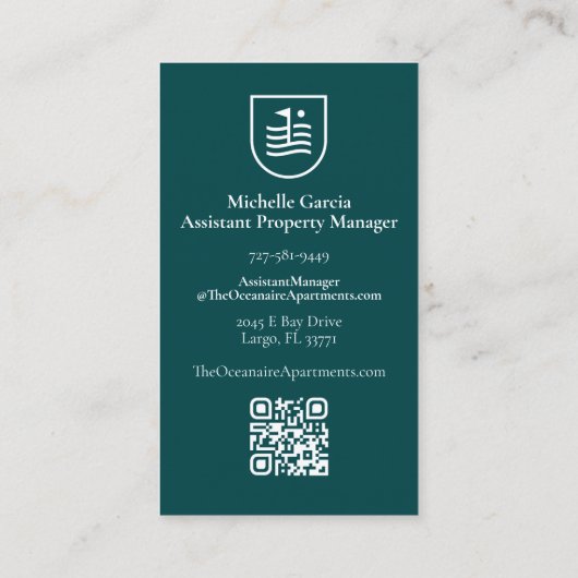 Splash Beach Scene Carte de visite Logo QRCODE (Dos)