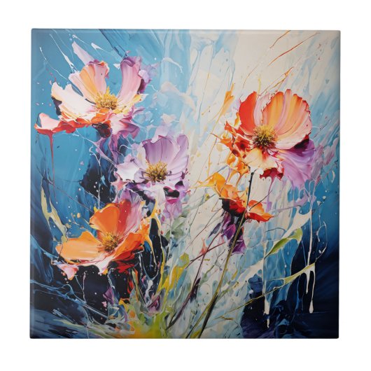 Splash Bloemenkunst Tegeltje (Voorkant)