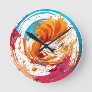 Splash de couleur - horloge murale moderne Abstrai