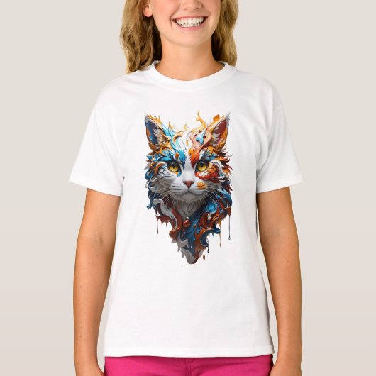 splash illustratie van leuke kat t-shirt (Voorkant)