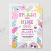 Splash In Negen Tropisch Strand 9e Verjaardagsfees Kaart (Voorkant)