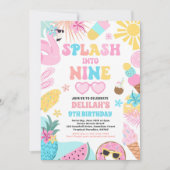 Splash In Negen Tropisch Strand 9e Verjaardagsfees Kaart (Voorkant)