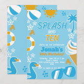 Splash In Tien Pool Party Verjaardag Jongen Zomer Kaart (Voorkant / Achterkant)