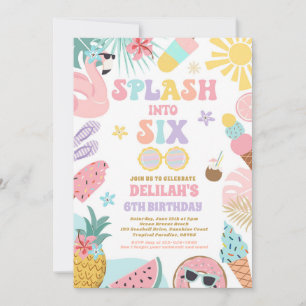 Splash In Zes Tropisch Strand 6e Verjaardagsfeestj Kaart