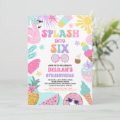 Splash In Zes Tropisch Strand 6e Verjaardagsfeestj Kaart (Staand voorkant)