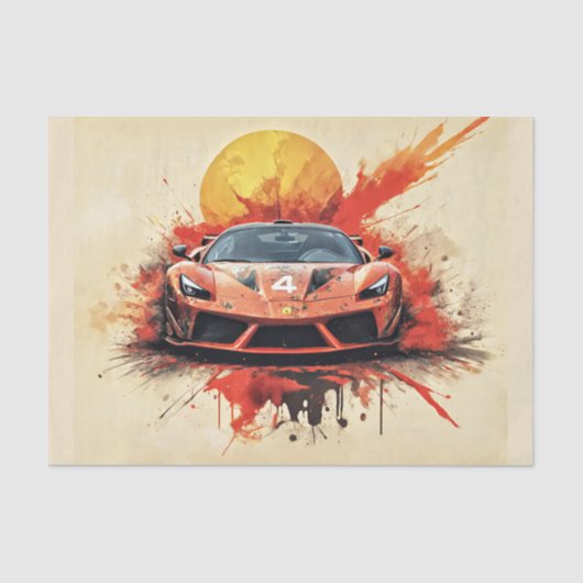 Splash-inkt GT3 Supercar bij zonsondergang Tissuepapier (Voorkant)