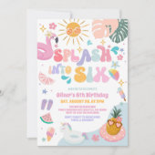 Splash Into Six Pool Party Summer 6th Birthday Kaart (Voorkant)