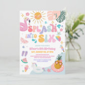 Splash Into Six Pool Party Summer 6th Birthday Kaart (Staand voorkant)