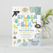 Splash Into Six Pool Party Summer 6th Birthday  Kaart (Staand voorkant)