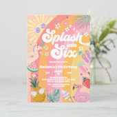 Splash Into Six Summer Rainbow Sun 6th Birthday Kaart (Staand voorkant)
